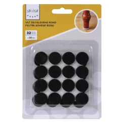 Zelfklevende ronde viltjes 20 mm zwart (32 stuks)